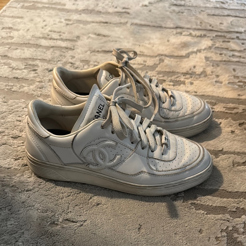 Chanel Cream Casual Sneakers